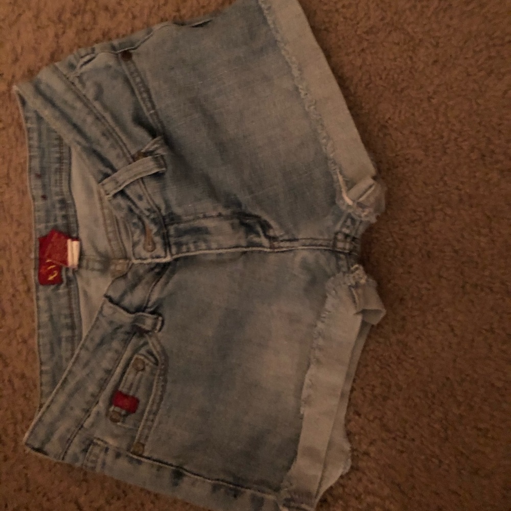 Light wash denim shorts